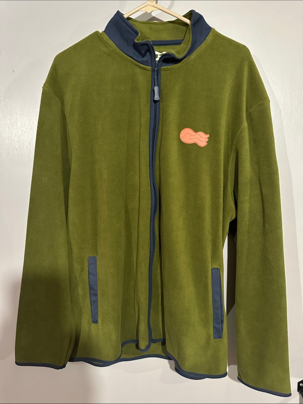 Prince Olive Green Fleece Jacket with Navy Trim and Coral Logo
